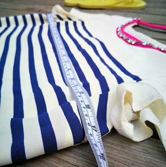 Madison Marcus Silk Ivory & Navy Stripe Dress - Picture 5 of 7